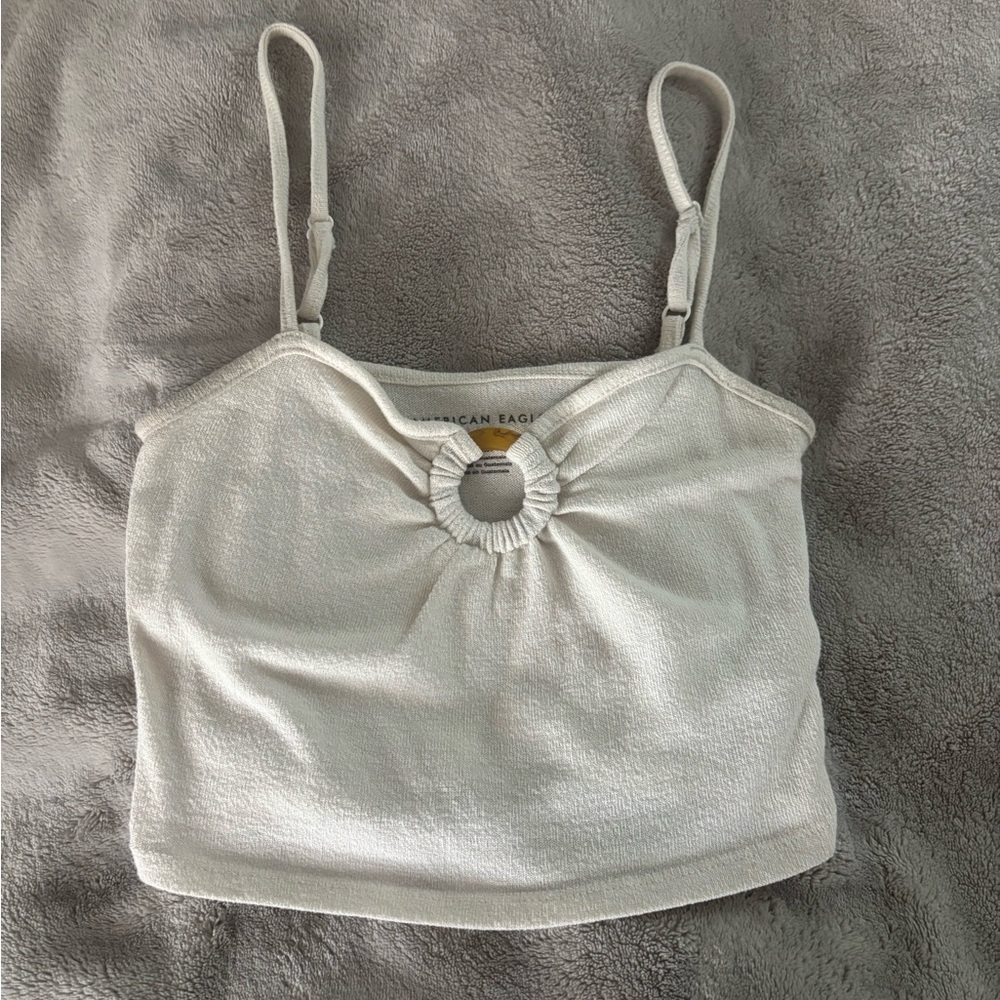 American Eagle Outfitters White Ring-Front Cropped Camisole
